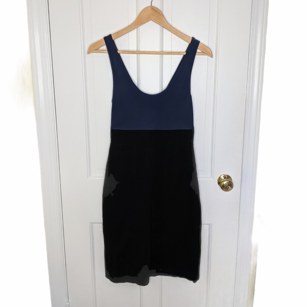 Theory Sheath Dress color block black bodycon
